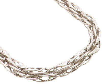 925 Sterling Silver Vintage Necklace SUARTI BALI Intertwined Foxtail Link NE4877
