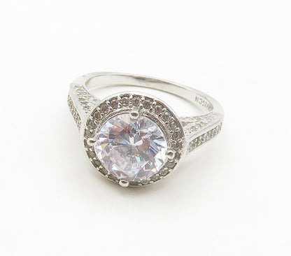 925 Sterling Silver  Sparkling Cubic Zirconia Dome Band Ring Sz 7  RG16359