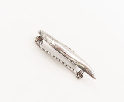925 Sterling Silver Vintage Brooch Pin Swirly Slit Diamond Dolphin Face  BP10623