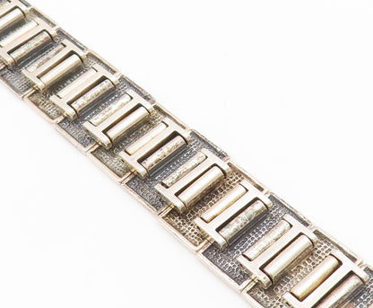 14k Gold 925 Sterling Silver Vintage Bracelet ISRAEL Floral Design  BT11044