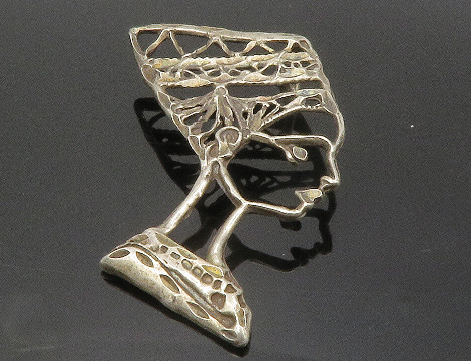 925 Sterling Silver Vintage Egyptian Queen Nefertiti Modernist Pendant PT10338