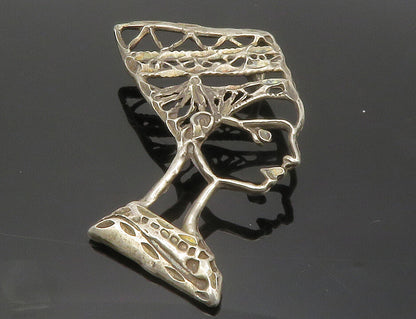 925 Sterling Silver Vintage Egyptian Queen Nefertiti Modernist Pendant PT10338