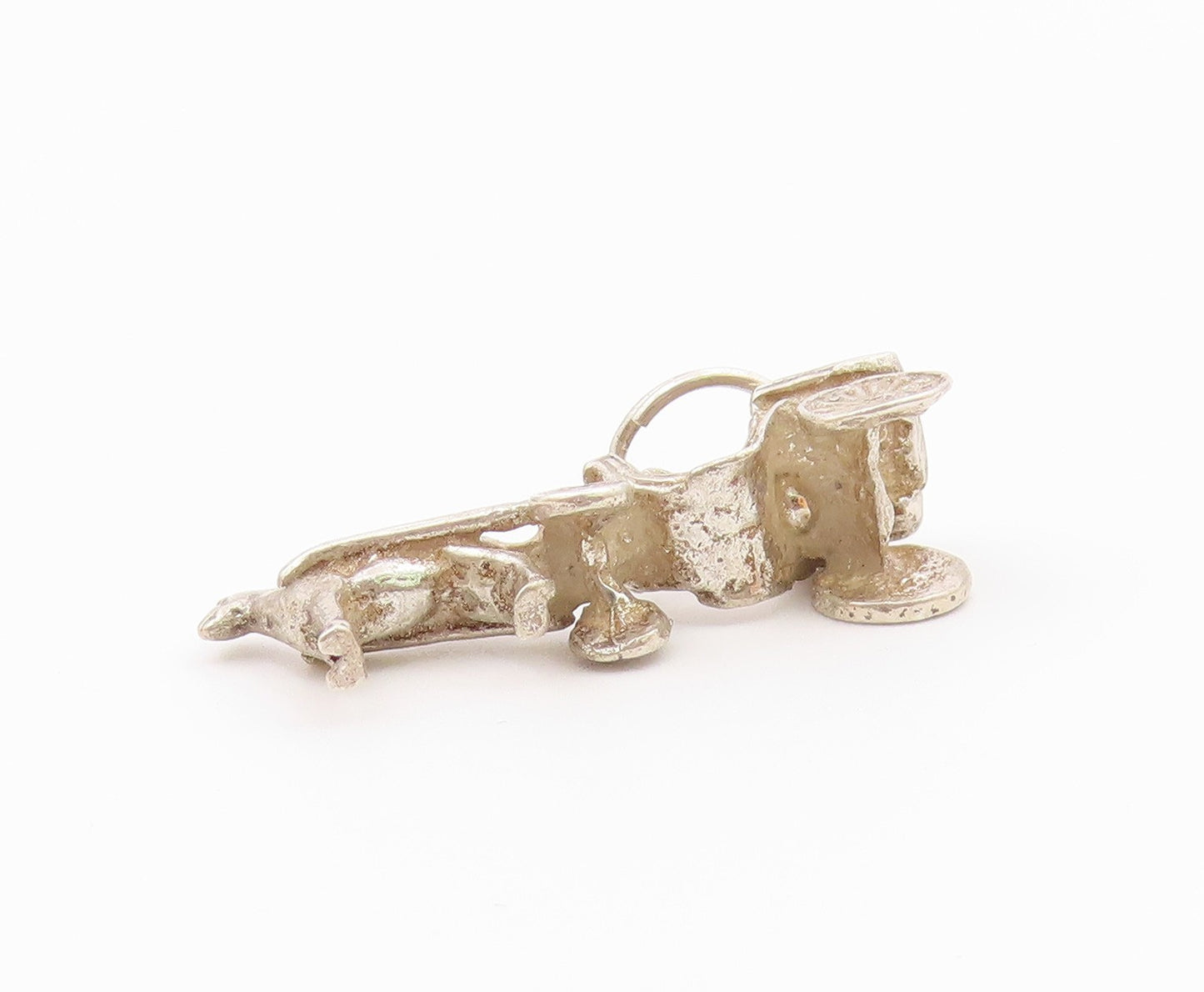 925 Sterling Silver  Vintage Old Fashioned Horse & Carriage Pendant  PT19109