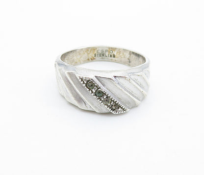 ESPO 925 Silver  Vintage Petite Topaz Shiny Graduated Band Ring Sz 7  RG6664