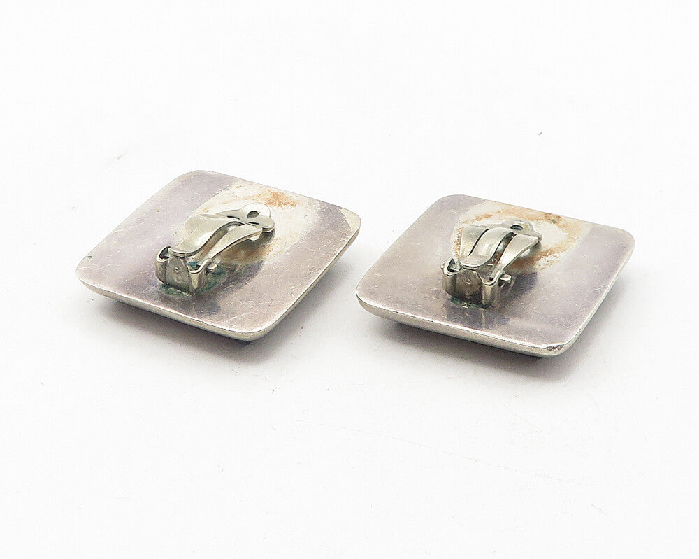 MEXICO 925 Sterling Silver  Vintage Black Onyx Non Pierce Earrings  EG6114