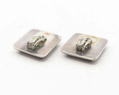 MEXICO 925 Sterling Silver  Vintage Black Onyx Non Pierce Earrings  EG6114