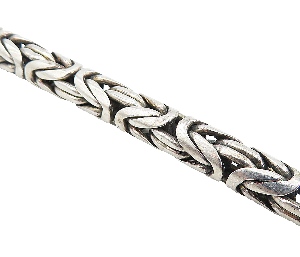 BALI 925 Silver  Vintage Dark Tone Byzantine Link Chain Bracelet  BT2470