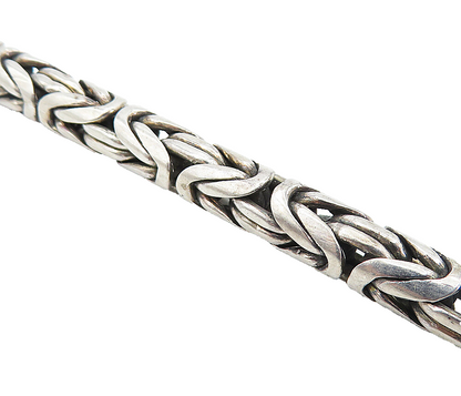 BALI 925 Silver  Vintage Dark Tone Byzantine Link Chain Bracelet  BT2470