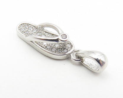925 Sterling Silver  Sparkling Topaz Flip Flop Sandal Motif Pendant  PT8508