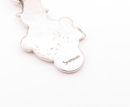 925 Sterling Silver  Vintage Enamel Snowman & XMas Holly Pendant  PT18678