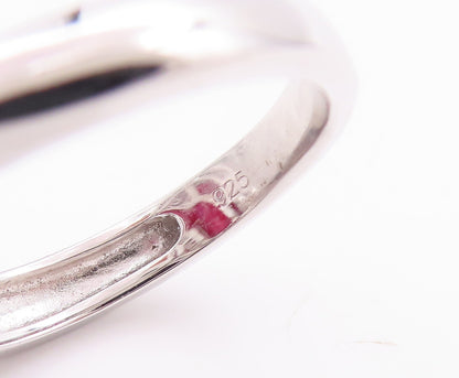 925 Sterling Silver Vintage Ring Large Oval Ruby Halo Topaz  Sz 7.5  RG29665