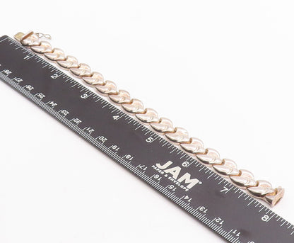 925 Sterling Silver Vintage Bracelet Brutalist Carved Puffed Design  BT10644