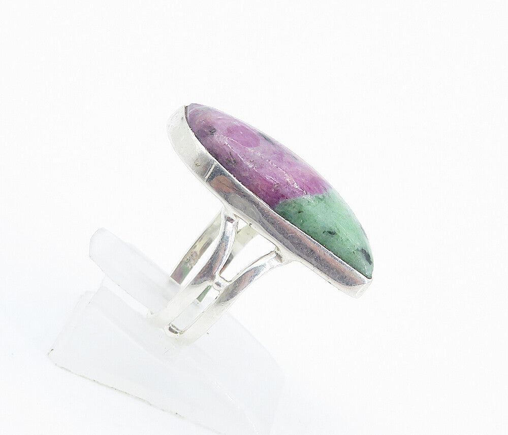 925 Sterling Silver  Cabochon Cut Gemstone Shiny Cocktail Ring Sz 7  RG8508