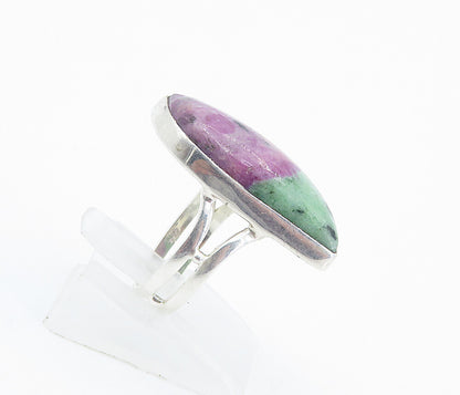 925 Sterling Silver  Cabochon Cut Gemstone Shiny Cocktail Ring Sz 7  RG8508