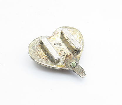 925 Sterling Silver  Vintage Dark Tone Hollow Love Heart Slide Pendant  PT5243