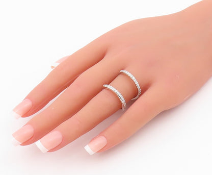 925 Sterling Silver Vintage Ring Modernist CZ Inlay Cutout Bands Sz 7.5  RG33098