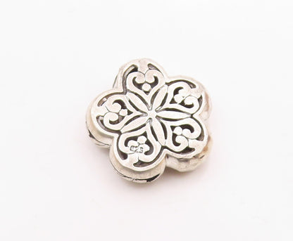 925 Sterling Silver  Vintage Shiny Hammered Swirl Flower Pendant  PT15681