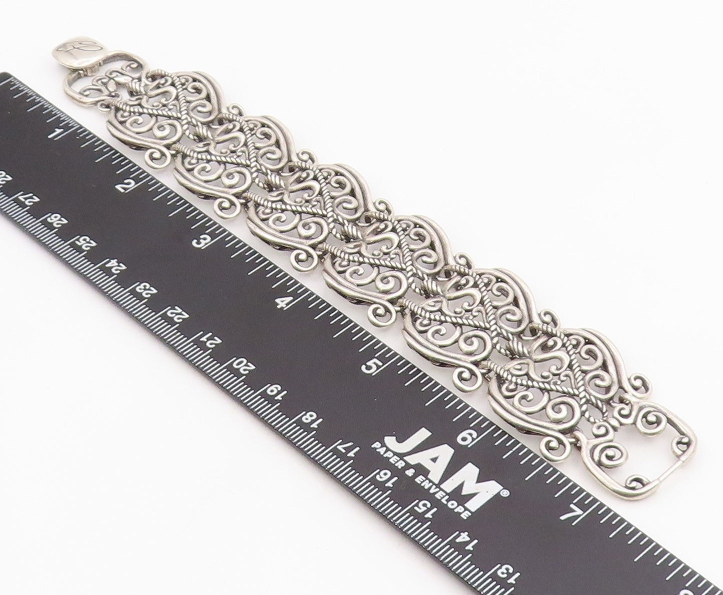925 Sterling Silver Vintage Bracelet CAROLYN POLLACK Scrollwork Link  BT11865