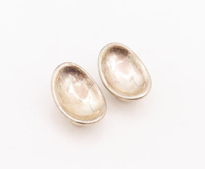925 Sterling Silver Vintage Earrings Solid Designer Oval Bowl Shape  EG13139