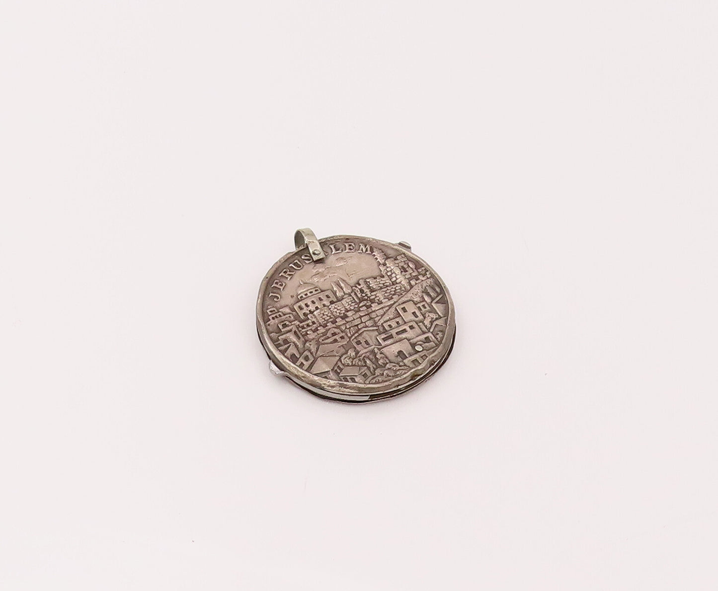 ISRAEL 925 Silver  Vintage Antique Carved Circular Nail Filer (OPENS)  TR3495