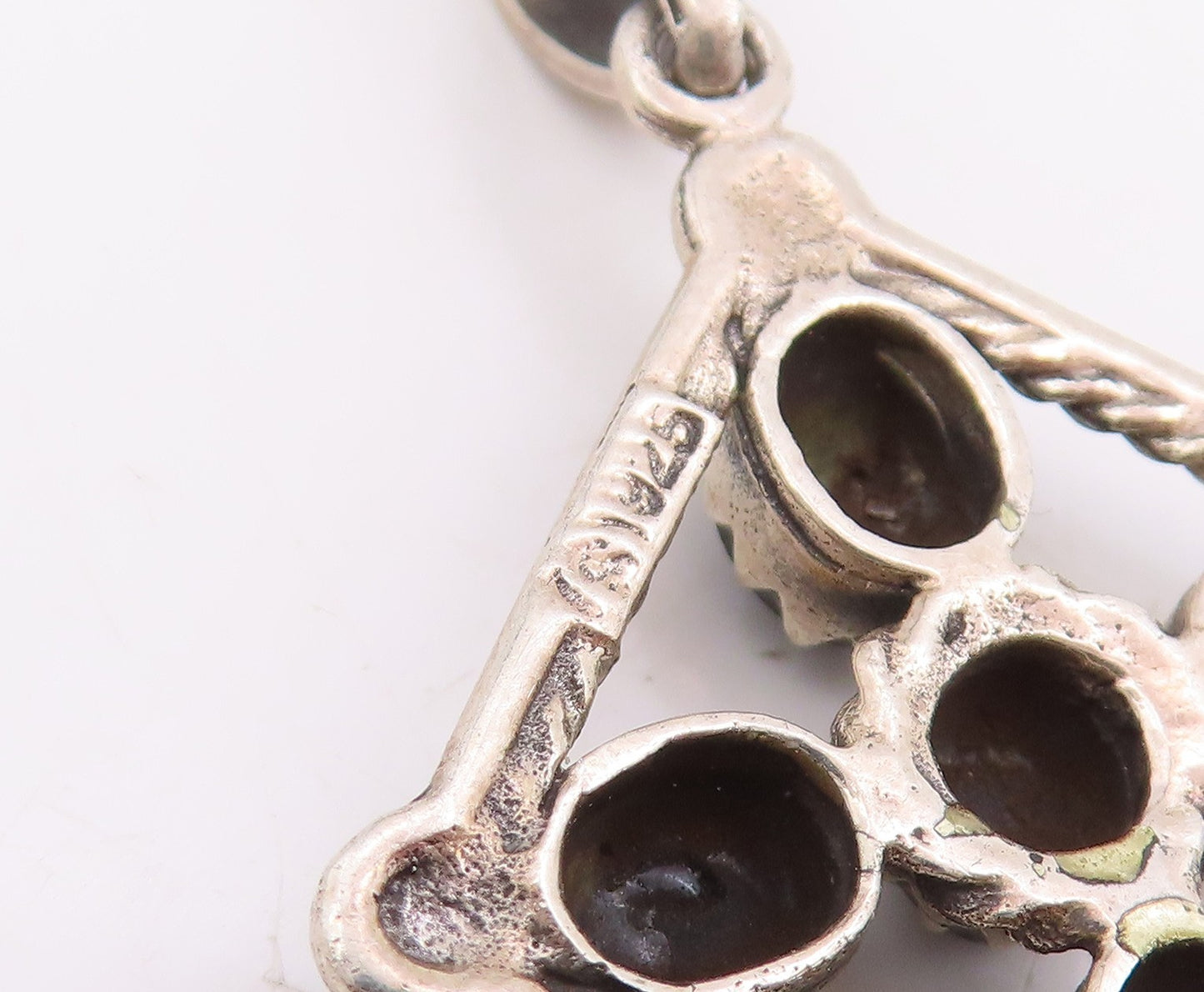925 Sterling Silver Vintage Pendant Oval Onyx Geometric Religious Cross  PT25791
