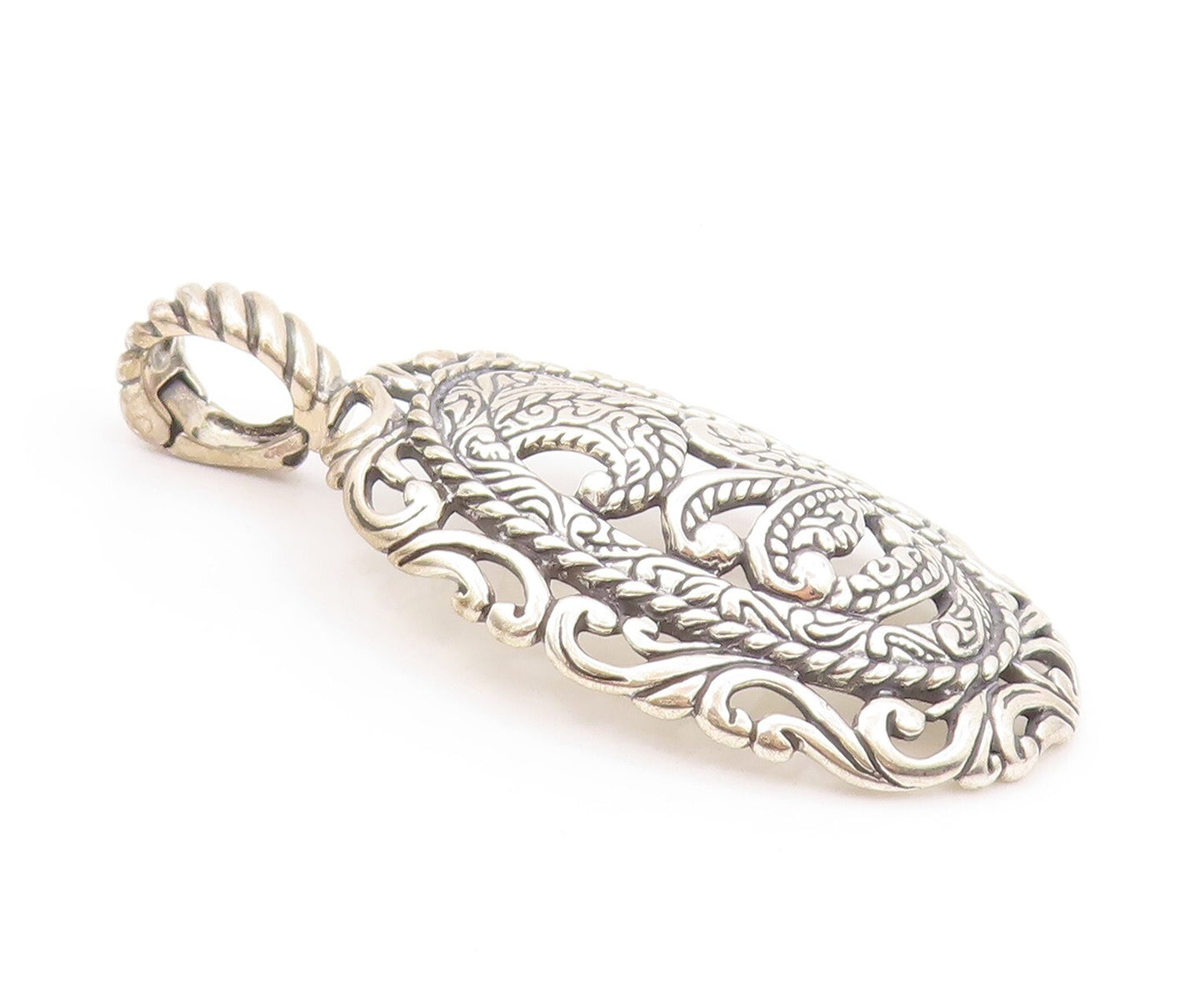 925 Sterling Silver Vintage Pendant CAROLYN POLLACK Floral Design Cutout PT23939