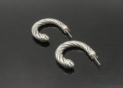 925 Sterling Silver  Vintage Shiny Hollow Twist JHoop Earrings  EG11270