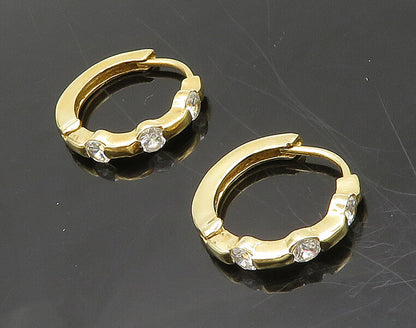 925 Sterling Silver  Vintage Cubic Zirconia Gold Plated Hoop Earrings  EG9667