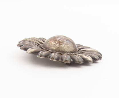 925 Sterling Silver Vintage Brooch Pin MEXICO Classic Sunflower Motif  BP12609