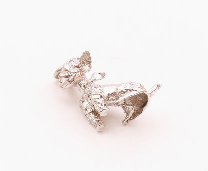 925 Sterling Silver  Vintage Sculpted Dainty Poodle Dog Charm Pendant  PT20813