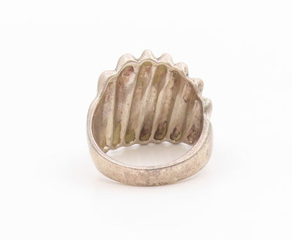 925 Sterling Silver Vintage Ring Modernist Ribbed Stripes Band  Sz 7.5  RG35807