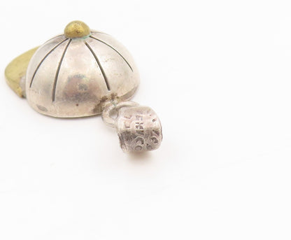 925 Sterling Silver Vintage Pendant Etched Two Tone Baseball Cap Charm  PT25240