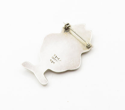 MEXICO 925 Sterling Silver  Vintage Shiny Hollow Character Brooch Pin  BP6071