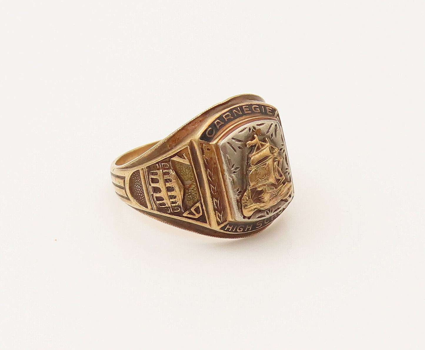 10K GOLD  Vintage Antique 1979 Carnegie High School Band Ring Sz 9  GR617