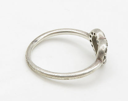 PANDORA 925 Silver  Vintage Topaz Open Love Heart Band Ring Sz 7.5  RG16267