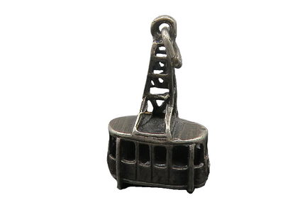 925 Sterling Silver  Vintage Petite Oxidized Cable Lift Motif Pendant  PT8906