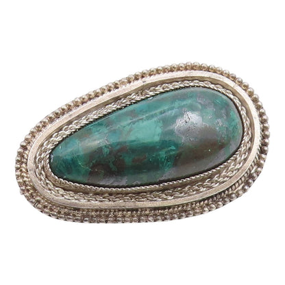 ISRAEL 925 Sterling Silver  Vintage Cabochon Cut Eilat Stone Brooch Pin BP3268