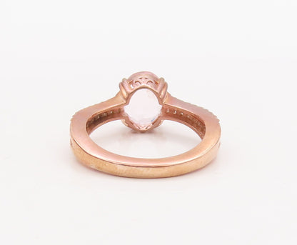 925 Sterling Silver Vintage Ring Rose Gold Plated Pink  White Topaz Sz 7 RG29828
