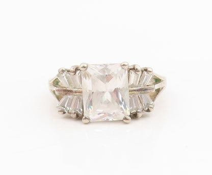 925 Sterling Silver Vintage Ring Minimalist CZ Statement Band  Sz 10  RG35005