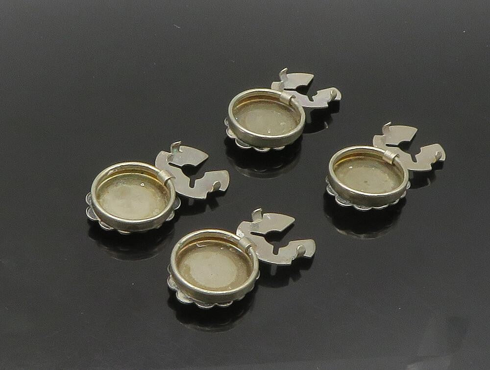 NAVAJO 925 Silver  Vintage Four Piece Set Floral Motif Button Covers  TR3249