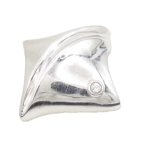 DOBBS 925 Sterling Silver  Vintage Topaz Accented Square Dome Pendant  PT15473