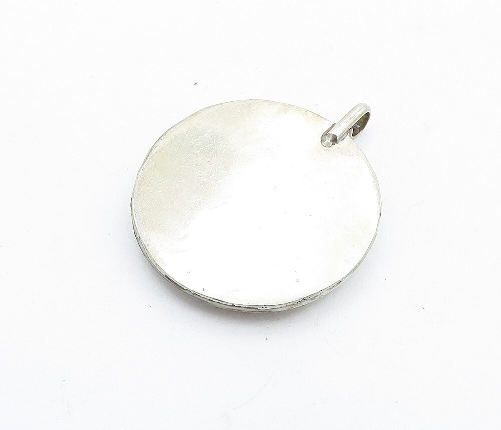 925 Sterling Silver  Vintage Happy Couple Enamel Art Scene Pendant  PT4801