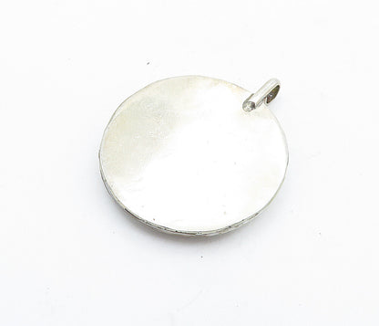 925 Sterling Silver  Vintage Happy Couple Enamel Art Scene Pendant  PT4801