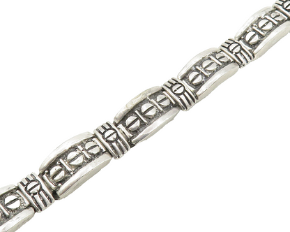 MEXICO 925 Silver  Vintage Shiny Screw Detail Dome Link Chain Bracelet  BT7048
