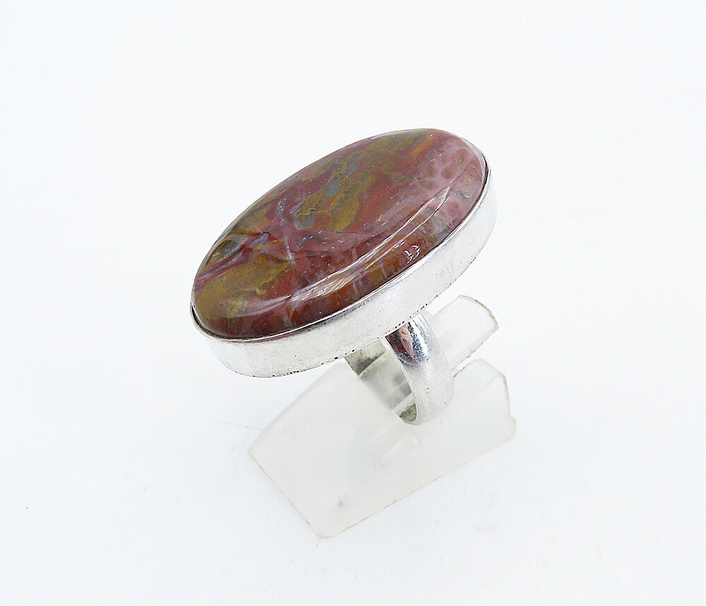 925 Sterling Silver  Vintage Agate Shiny Smooth Cocktail Ring Sz 8  RG4500