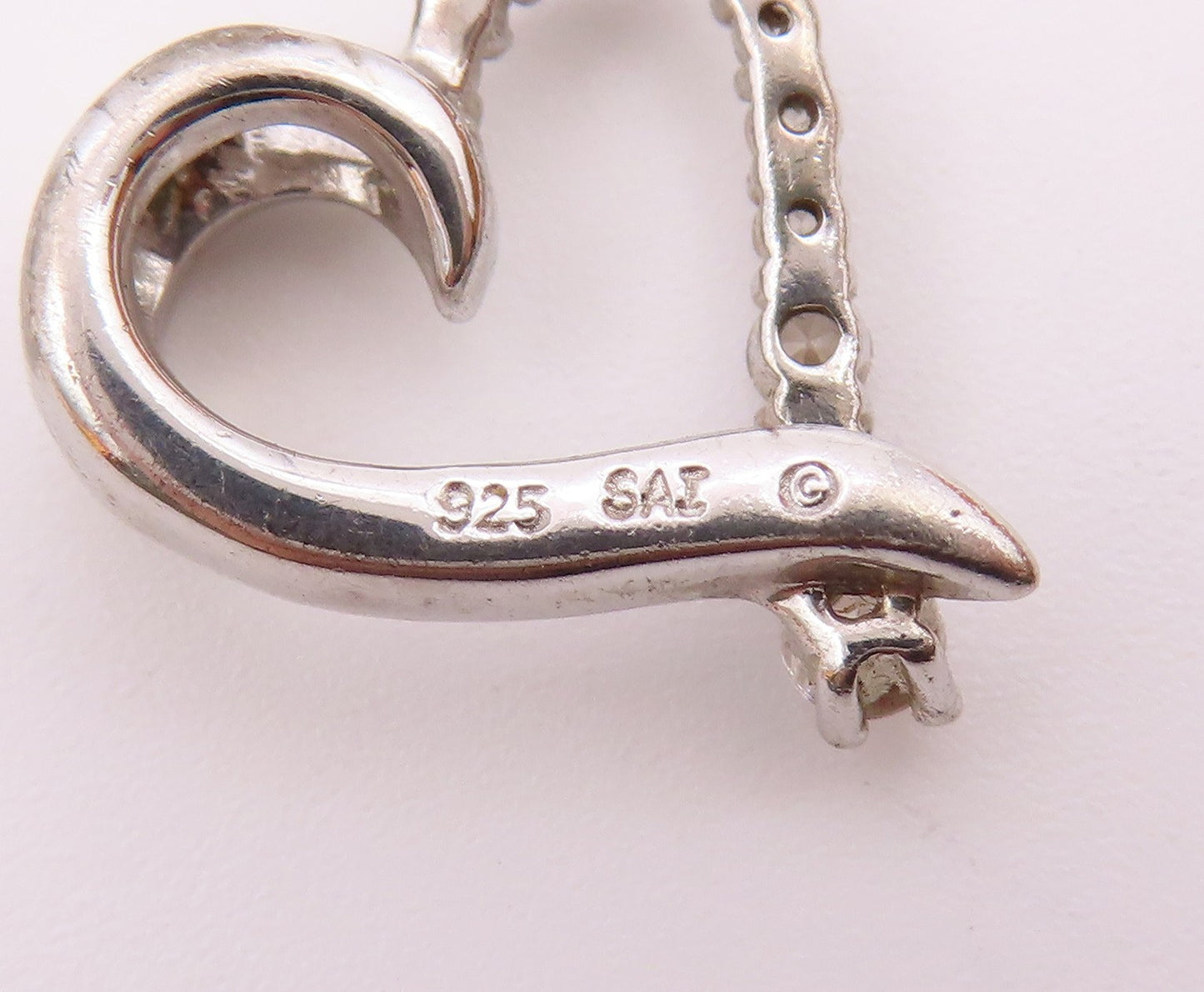 925 Sterling Silver  Vintage Petite Topaz Open Love Heart Pendant  PT17328
