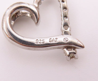 925 Sterling Silver  Vintage Petite Topaz Open Love Heart Pendant  PT17328