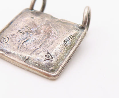 SILPADA 925 Silver  Vintage Carved Person Figure Square Frame Pendant  PT20501