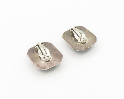 MEXICO 925 Sterling Silver  Vintage Black Hematite Non Pierce Earrings  EG9355
