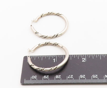 925 Sterling Silver Vintage Earrings Polished Twisted Cable Rope Hoops  EG14418